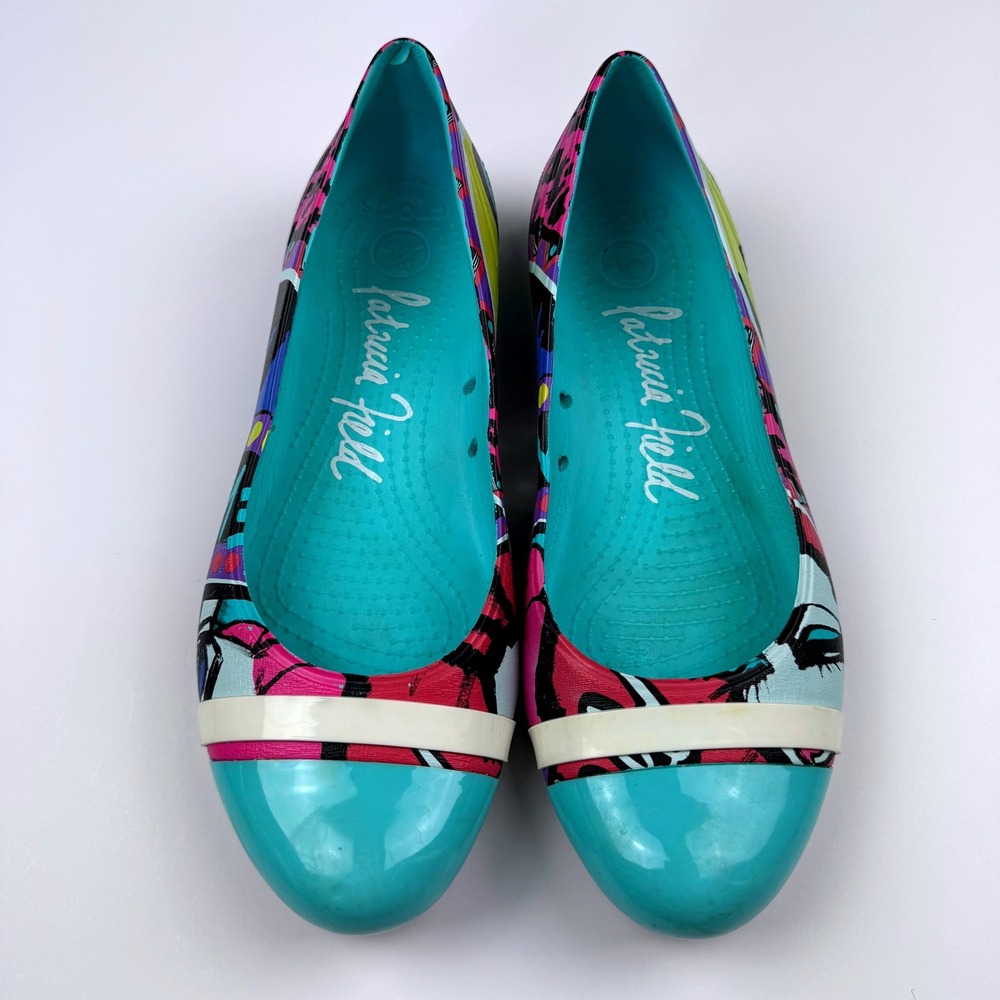 Crocs x Patricia Field House of Field Flats Womens 9 Pop Art Graffiti Leopard